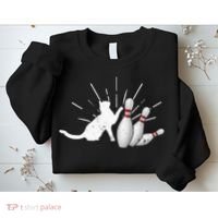 Alley Cat Tipping Pins Funny Bowling Sweatshirt thumb 2