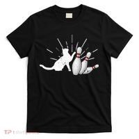 Alley Cat Tipping Pins Funny Bowling T-Shirt thumb 0
