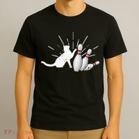 Alley Cat Tipping Pins Funny Bowling T-Shirt thumb 3