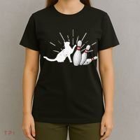 Alley Cat Tipping Pins Funny Bowling T-Shirt thumb 4