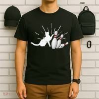 Alley Cat Tipping Pins Funny Bowling T-Shirt thumb 6