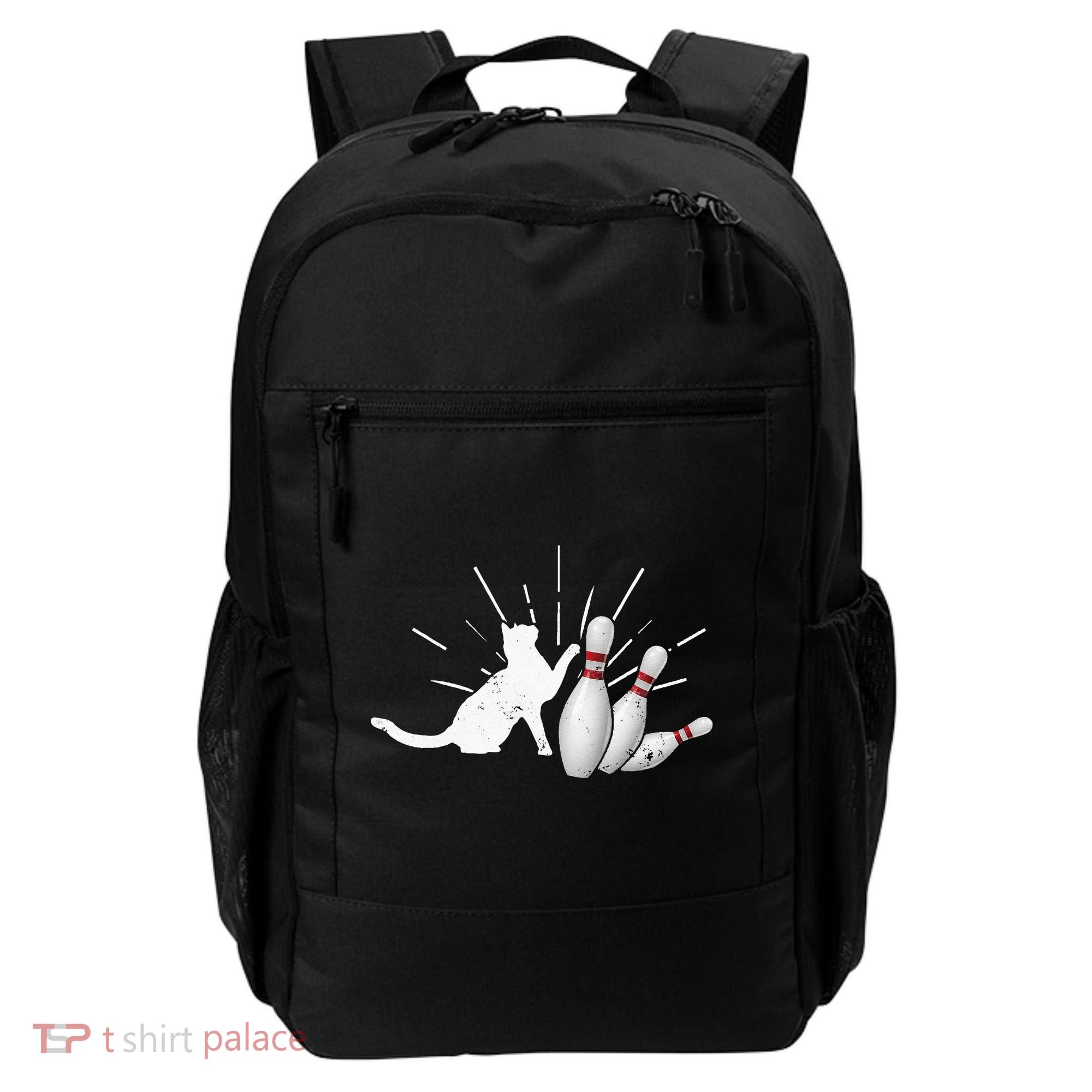 Alley Cat Tipping Pins Funny Bowling Backpack