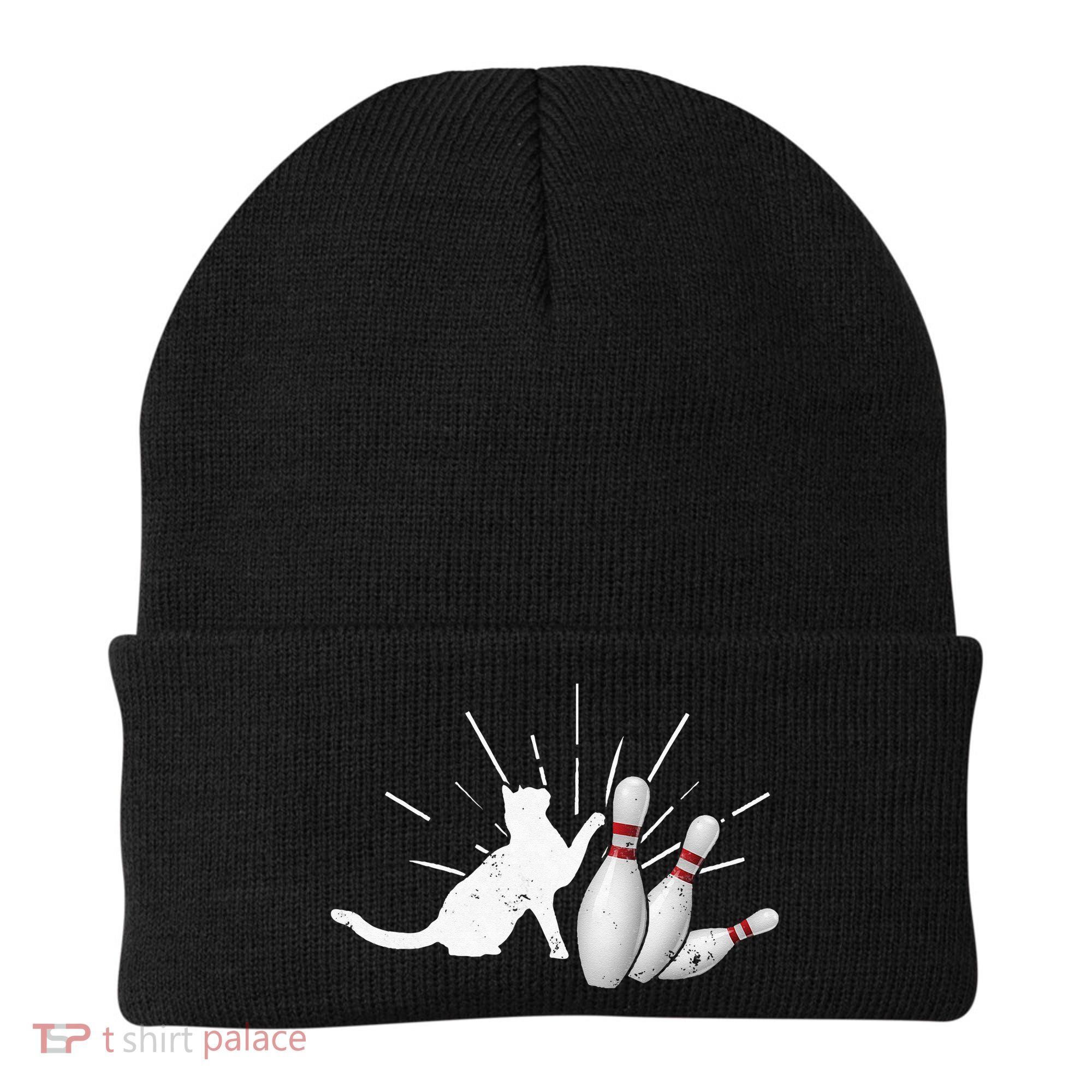 Alley Cat Tipping Pins Funny Bowling Beanie