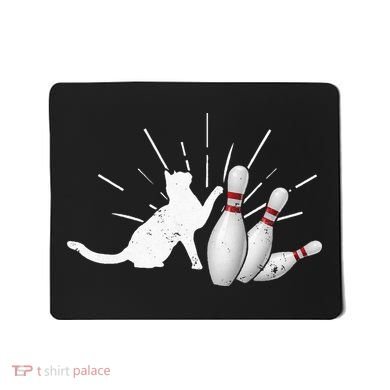Alley Cat Tipping Pins Funny Bowling Mousepad