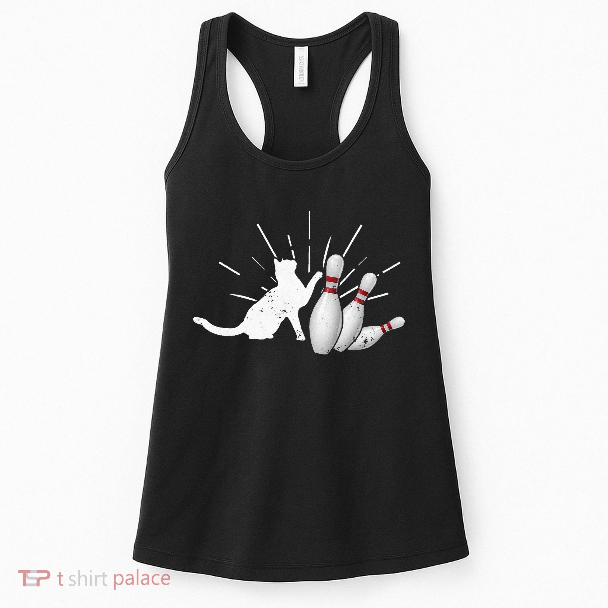 Alley Cat Tipping Pins Funny Bowling Women's Tank Top