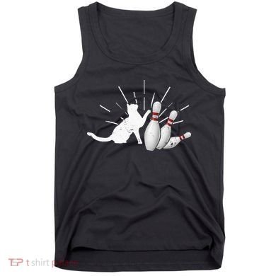 Alley Cat Tipping Pins Funny Bowling Tank Top