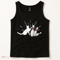 Alley Cat Tipping Pins Funny Bowling Tank Top thumb 2
