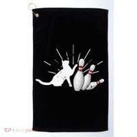 Alley Cat Tipping Pins Funny Bowling Golf Towel thumb 0