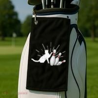 Alley Cat Tipping Pins Funny Bowling Golf Towel thumb 2