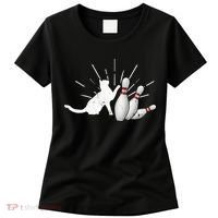 Alley Cat Tipping Pins Funny Bowling Women's T-Shirt thumb 0