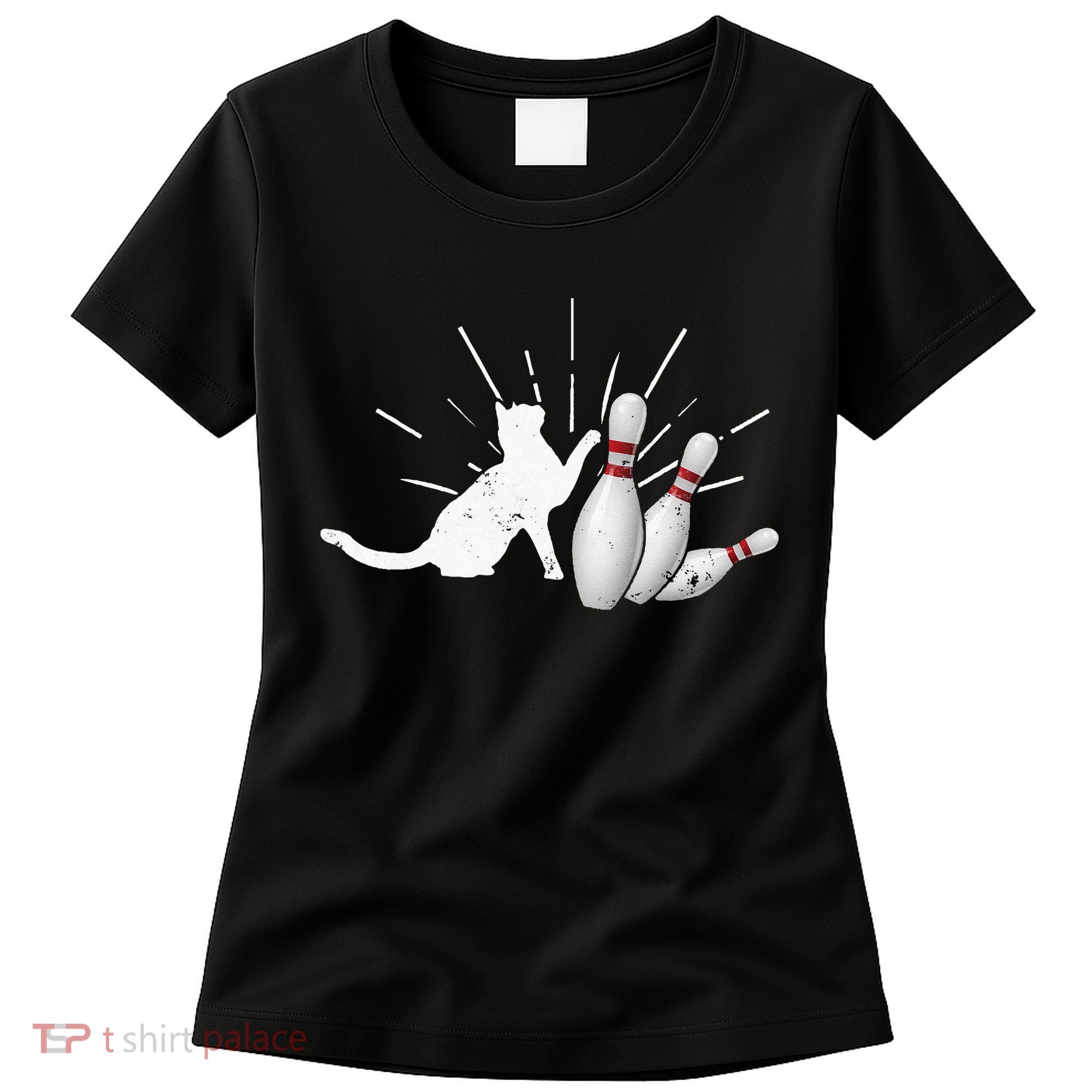 Alley Cat Tipping Pins Funny Bowling Women's T-Shirt