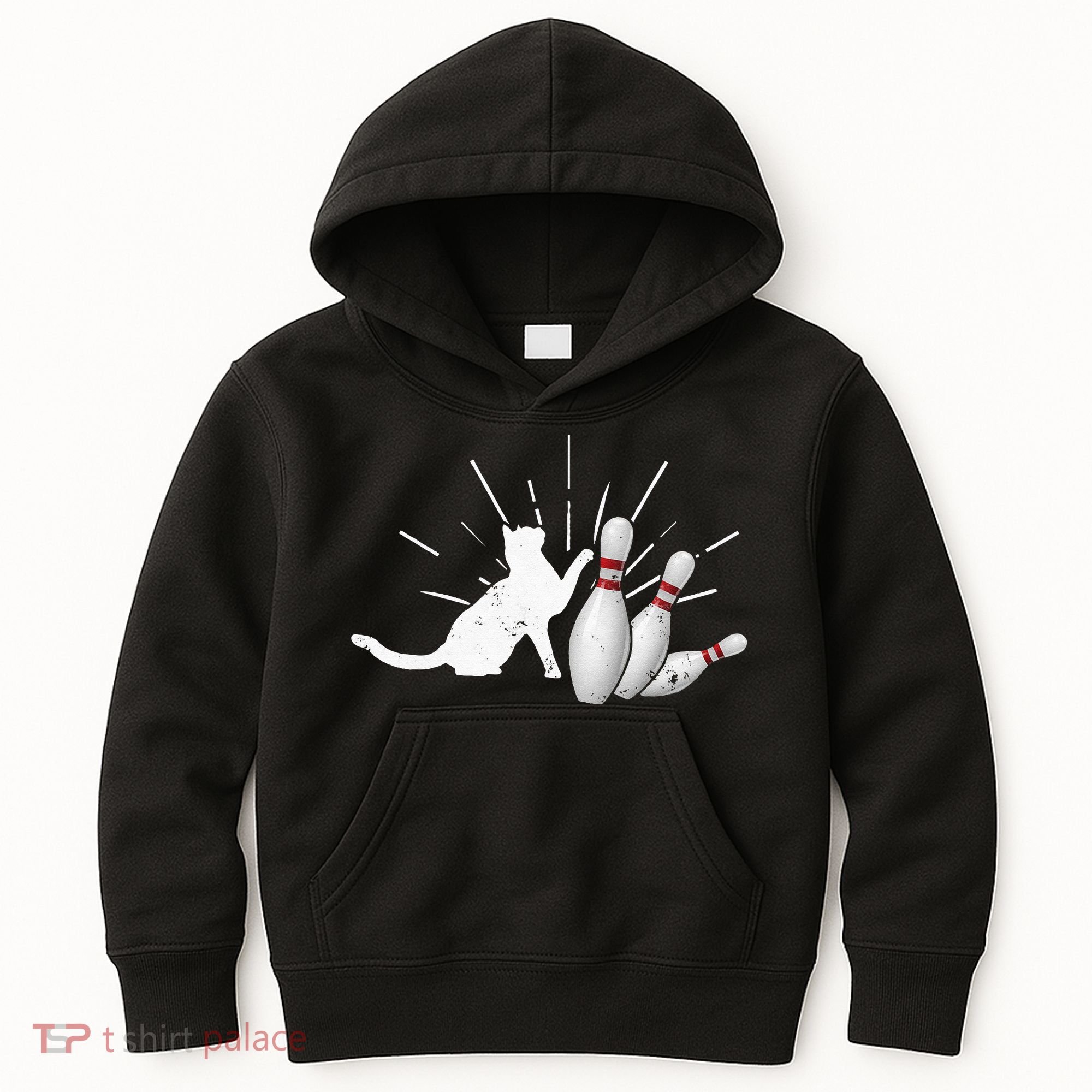 Alley Cat Tipping Pins Funny Bowling Kids Hoodie