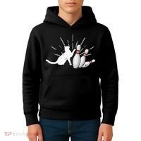 Alley Cat Tipping Pins Funny Bowling Kids Hoodie thumb 4