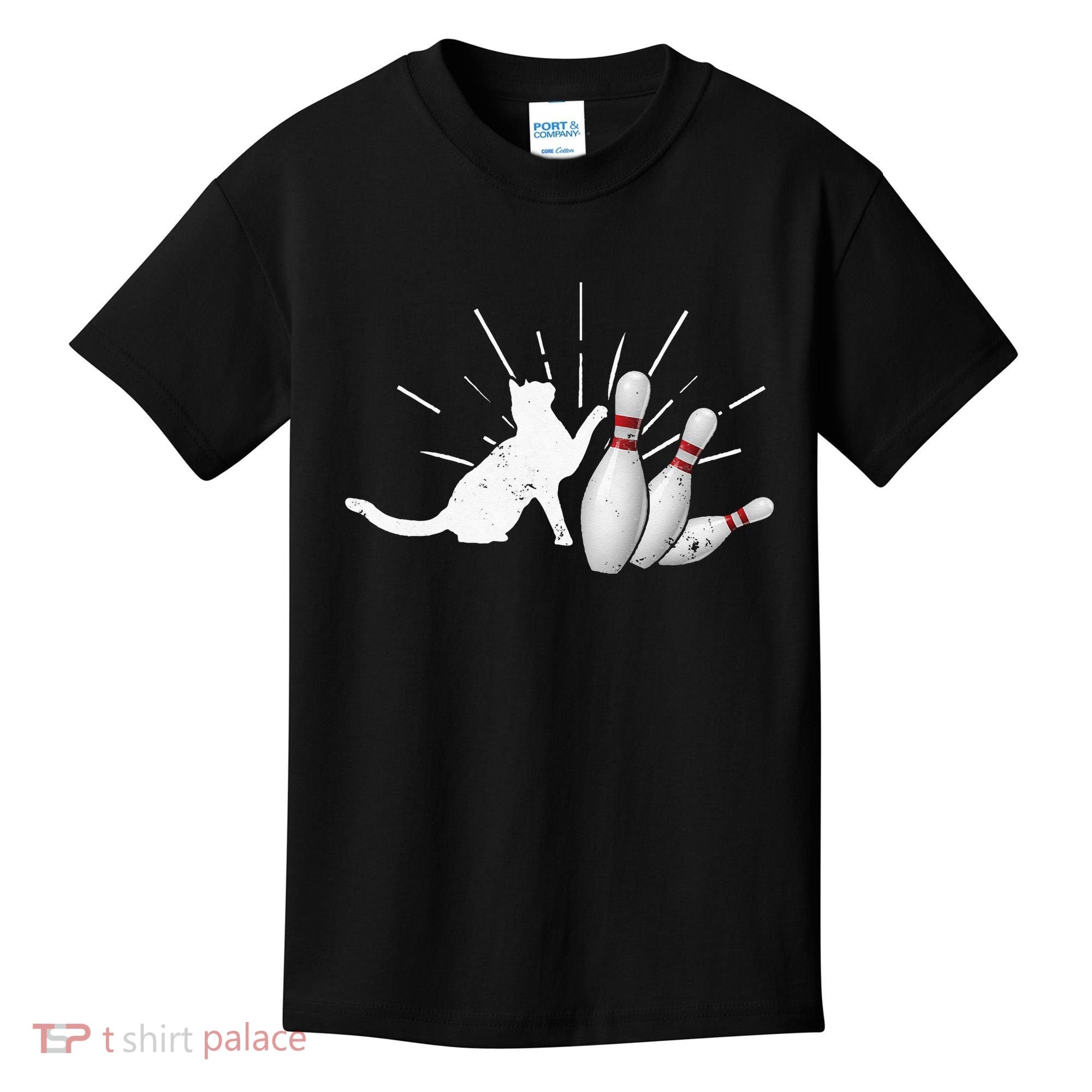 Alley Cat Tipping Pins Funny Bowling Kids T-Shirt