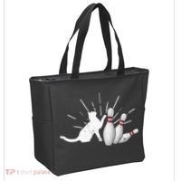 Alley Cat Tipping Pins Funny Bowling Tote Bag thumb 2