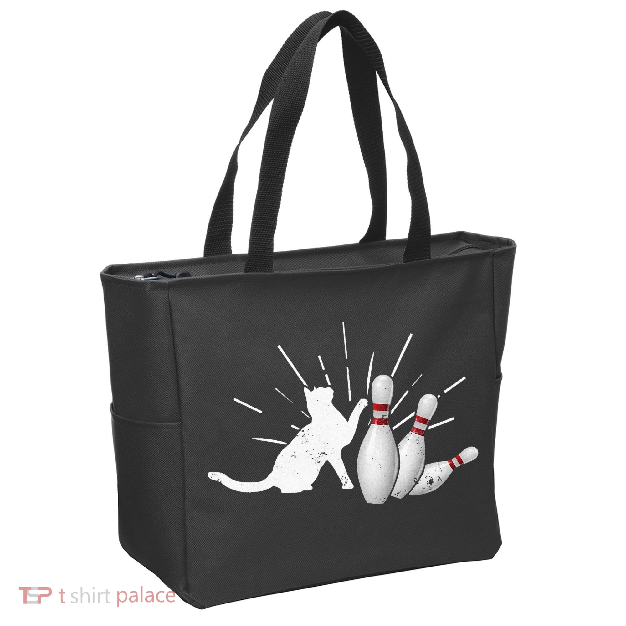 Alley Cat Tipping Pins Funny Bowling Tote Bag
