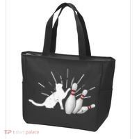 Alley Cat Tipping Pins Funny Bowling Tote Bag thumb 3