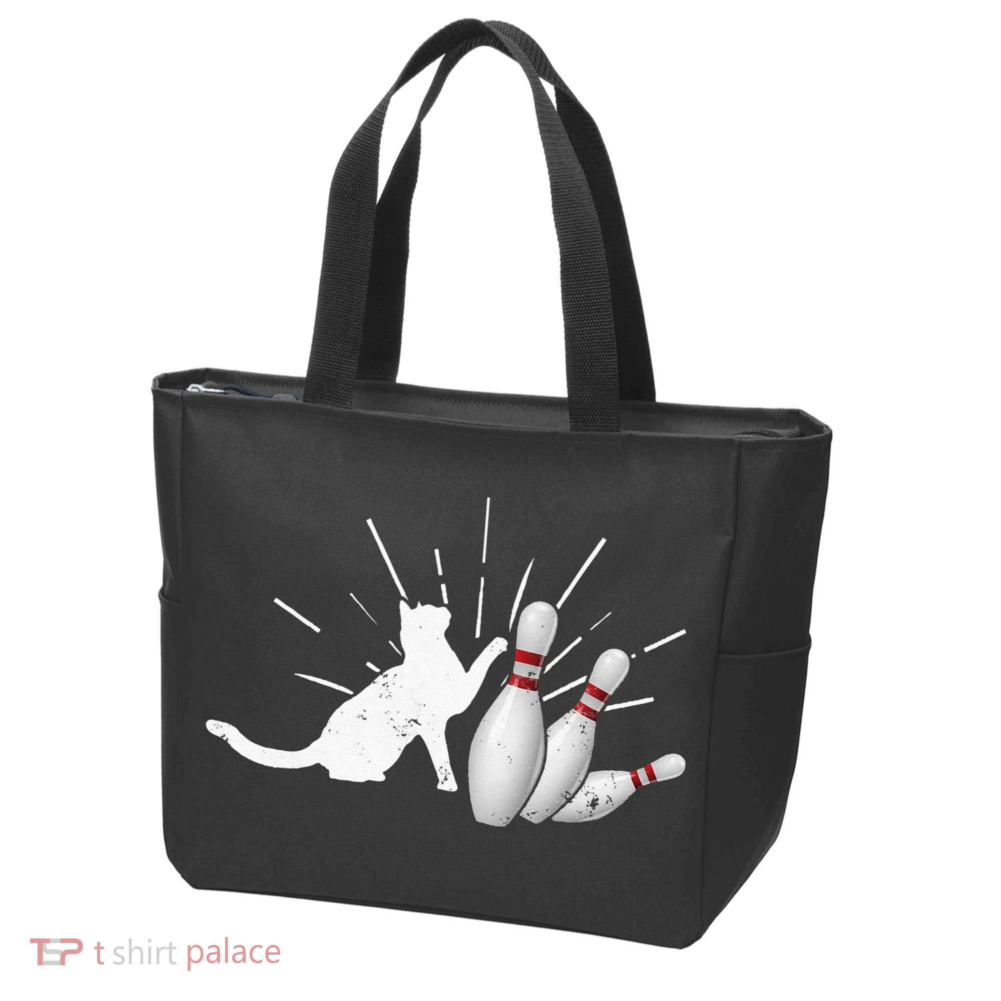 Alley Cat Tipping Pins Funny Bowling Tote Bag