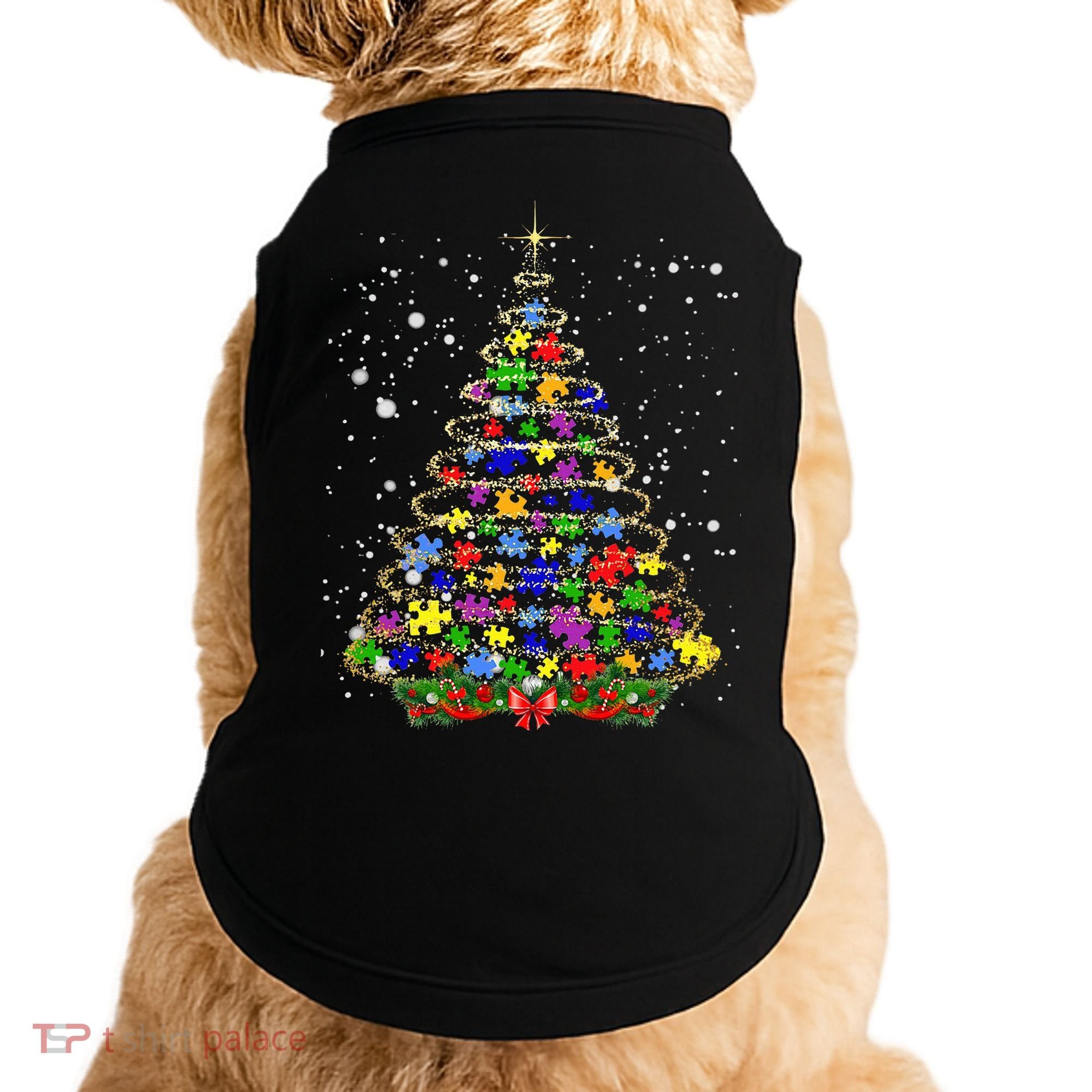 Autism Christmas Tree Lights Xmas Cute Xmas Autism Awareness Doggie Tank