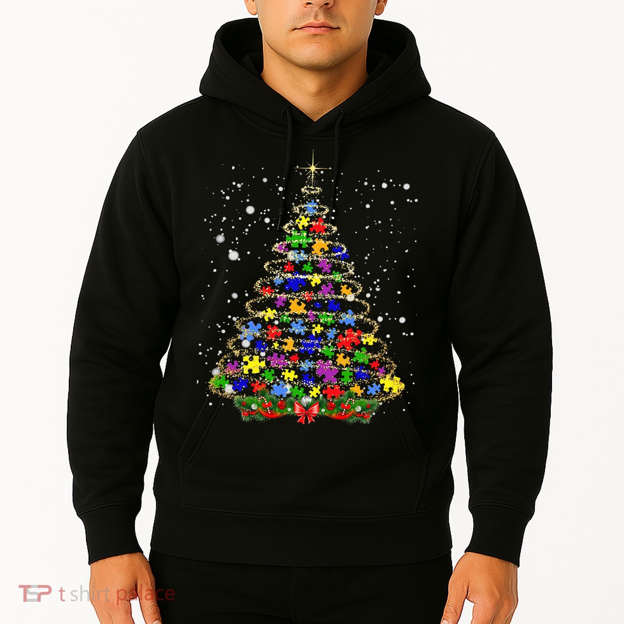 Autism Christmas Tree Lights Xmas Cute Xmas Autism Awareness Hoodie