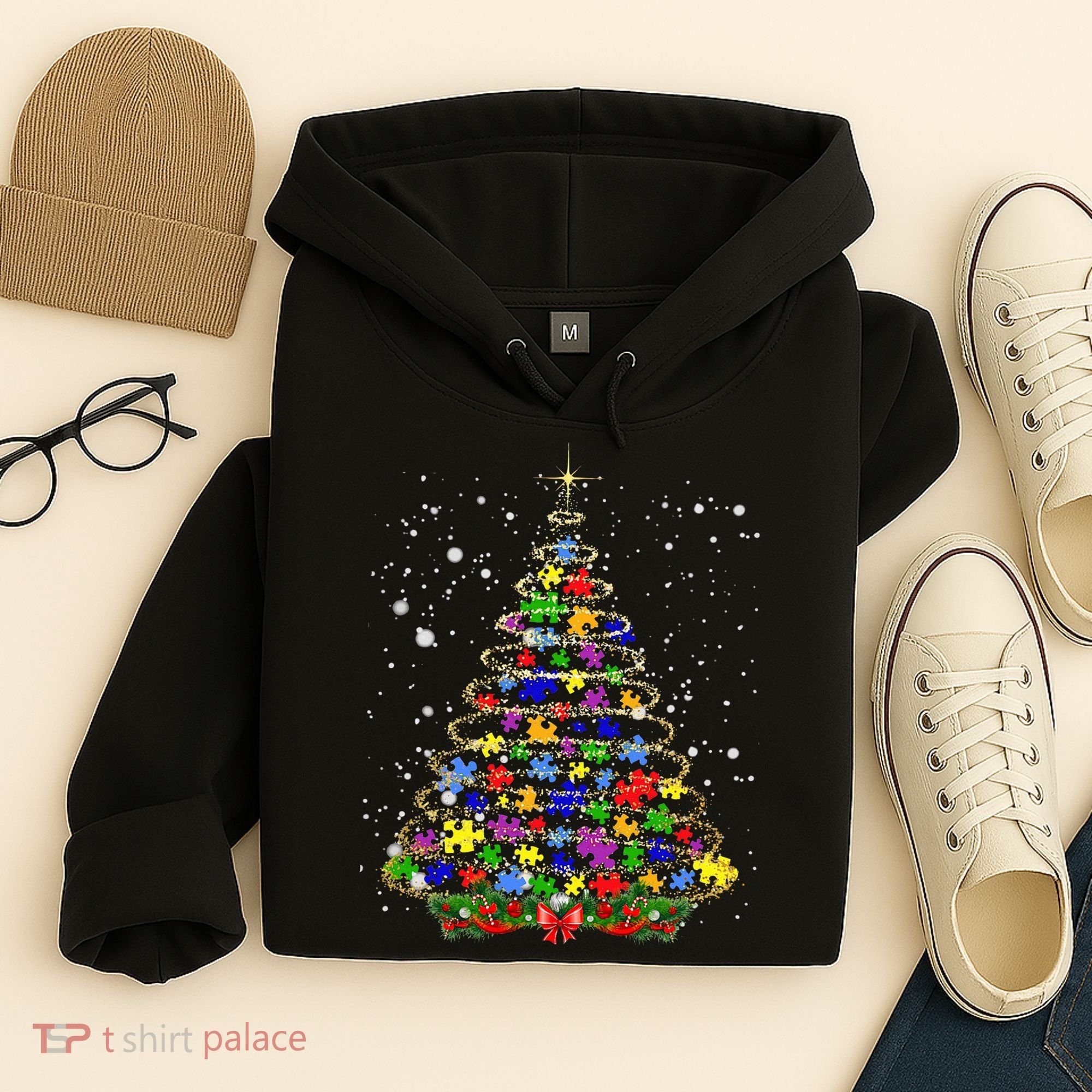 Autism Christmas Tree Lights Xmas Cute Xmas Autism Awareness Hoodie