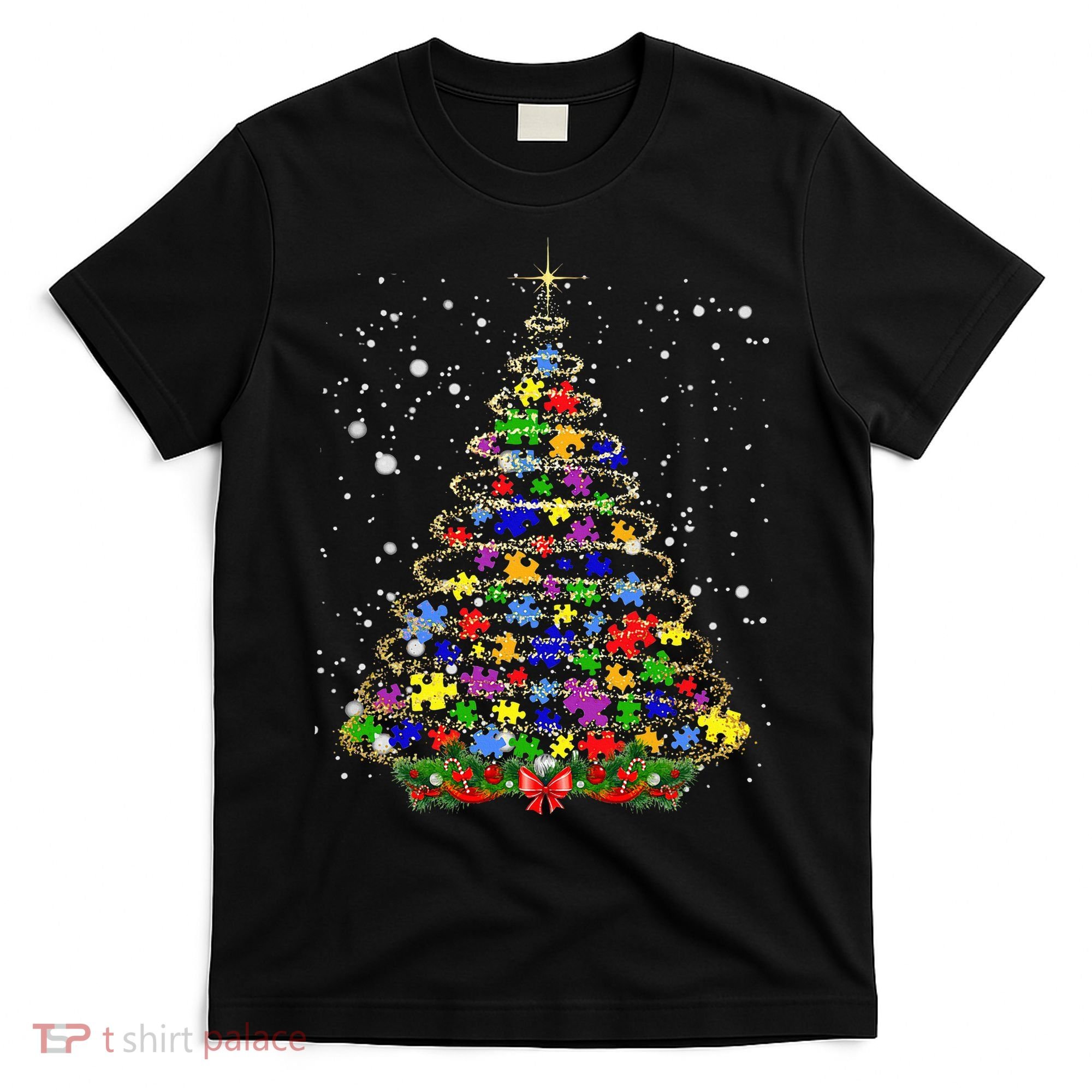 Autism Christmas Tree Lights Xmas Cute Xmas Autism Awareness T-Shirt