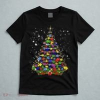 Autism Christmas Tree Lights Xmas Cute Xmas Autism Awareness T-Shirt thumb 5