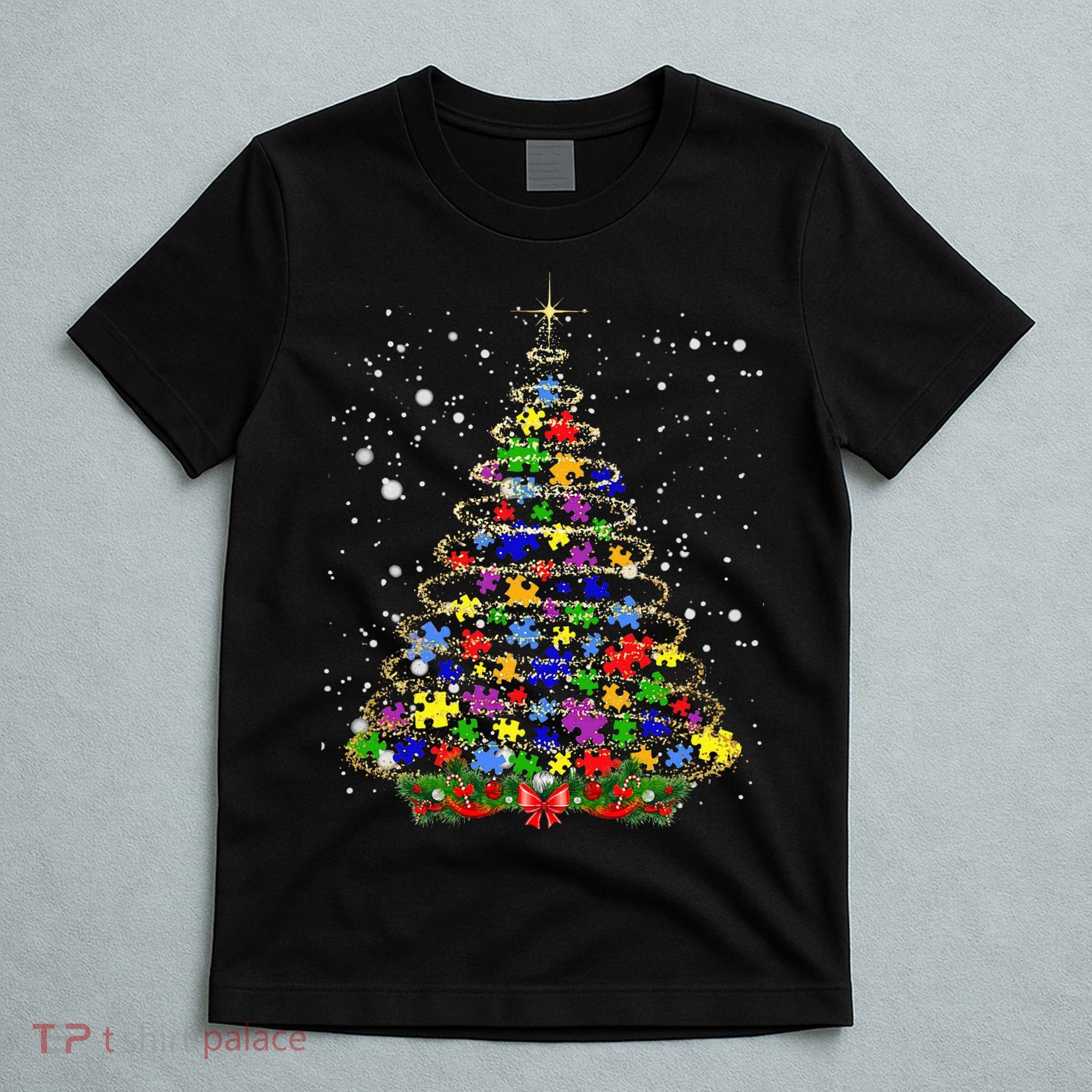 Autism Christmas Tree Lights Xmas Cute Xmas Autism Awareness T-Shirt