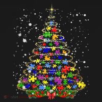 Autism Christmas Tree Lights Xmas Cute Xmas Autism Awareness T-Shirt thumb 7