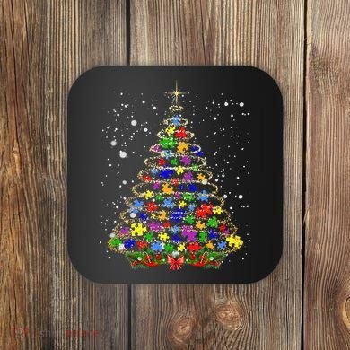 Autism Christmas Tree Lights Xmas Cute Xmas Autism Awareness Coaster