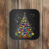 Autism Christmas Tree Lights Xmas Cute Xmas Autism Awareness Coaster thumb 0