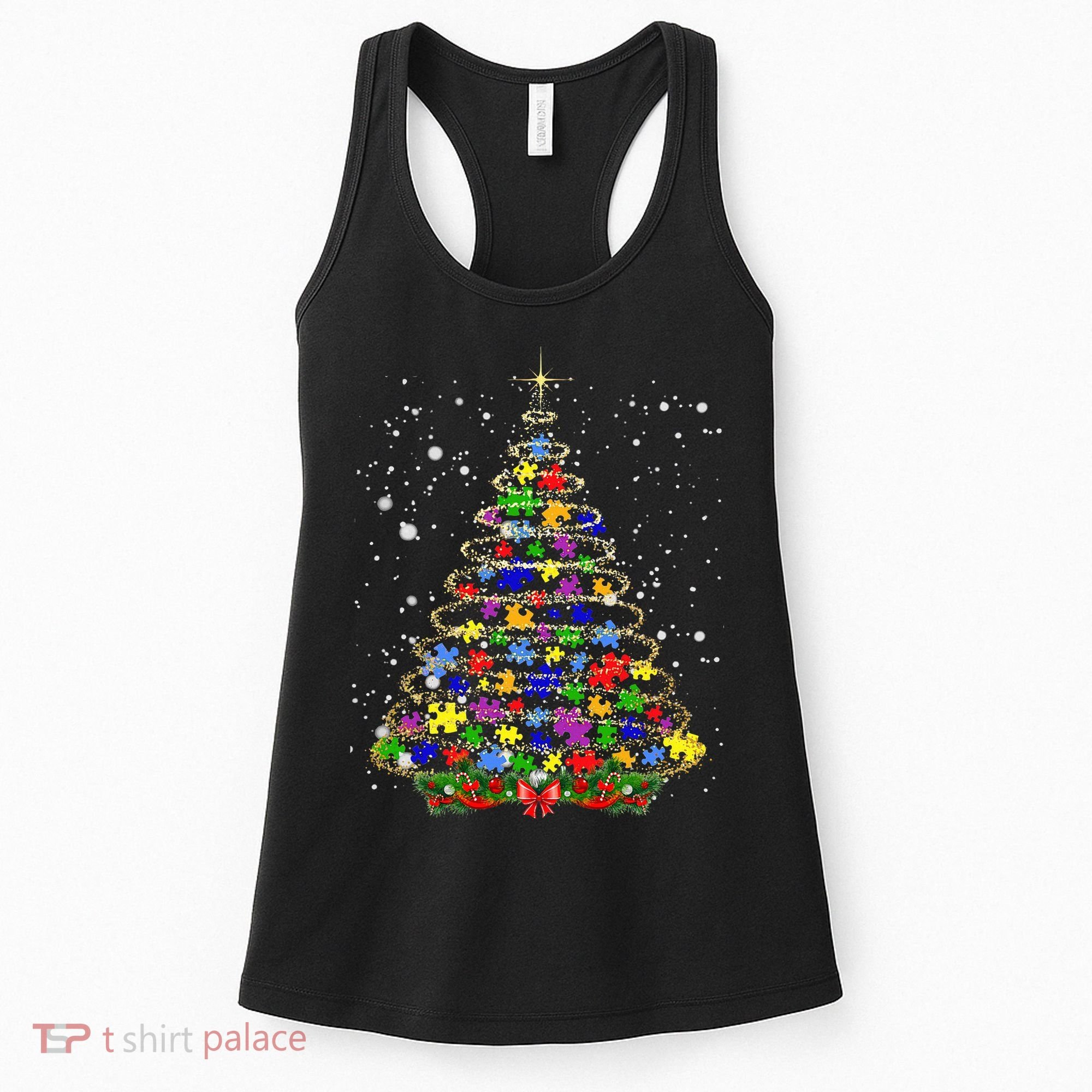 Autism Christmas Tree Lights Xmas Cute Xmas Autism Awareness Women's Tank Top