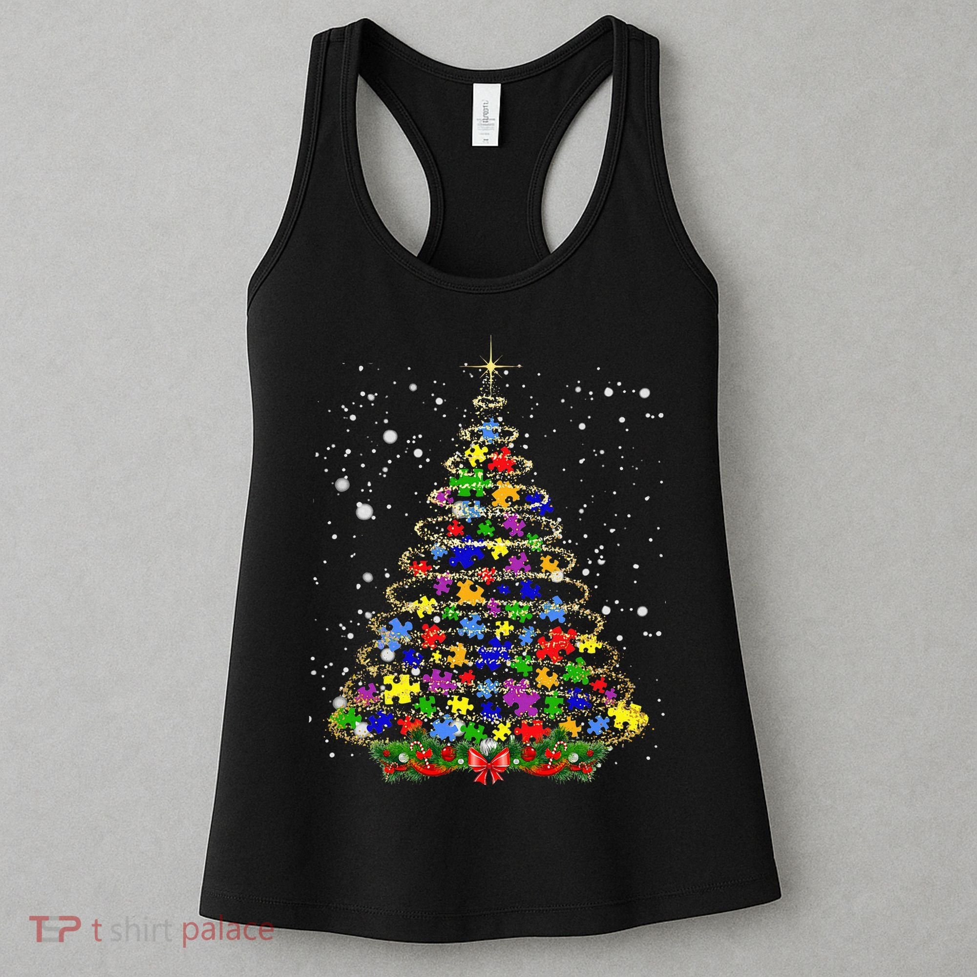 Autism Christmas Tree Lights Xmas Cute Xmas Autism Awareness Women's Tank Top