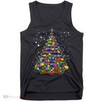 Autism Christmas Tree Lights Xmas Cute Xmas Autism Awareness Tank Top thumb 0