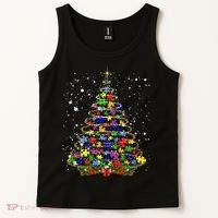 Autism Christmas Tree Lights Xmas Cute Xmas Autism Awareness Tank Top thumb 2