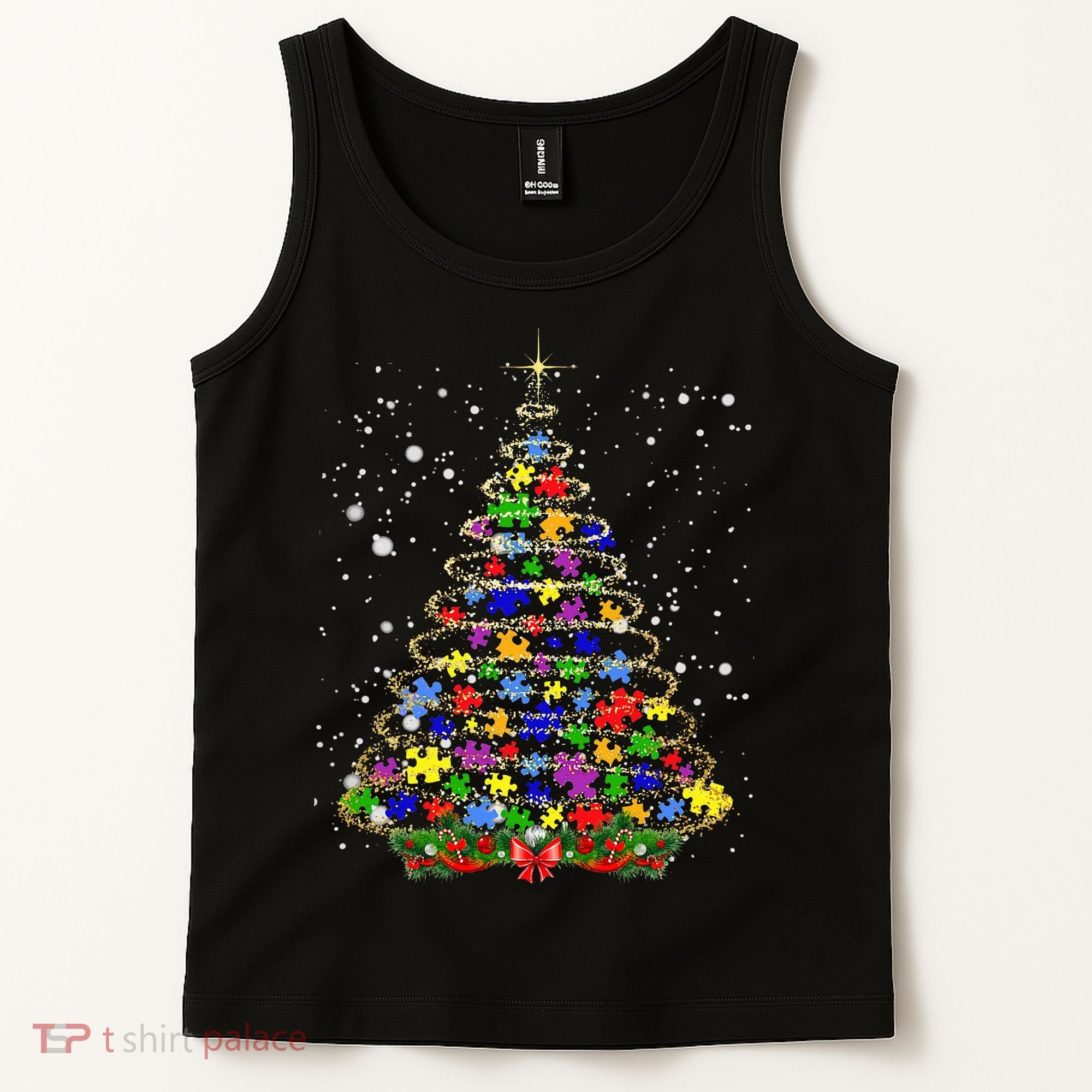 Autism Christmas Tree Lights Xmas Cute Xmas Autism Awareness Tank Top
