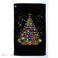 Autism Christmas Tree Lights Xmas Cute Xmas Autism Awareness Golf Towel thumb 0