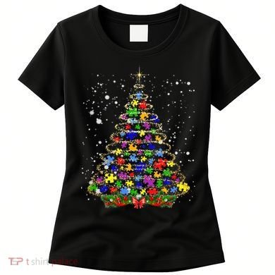 Autism Christmas Tree Lights Xmas Cute Xmas Autism Awareness Women's T-Shirt