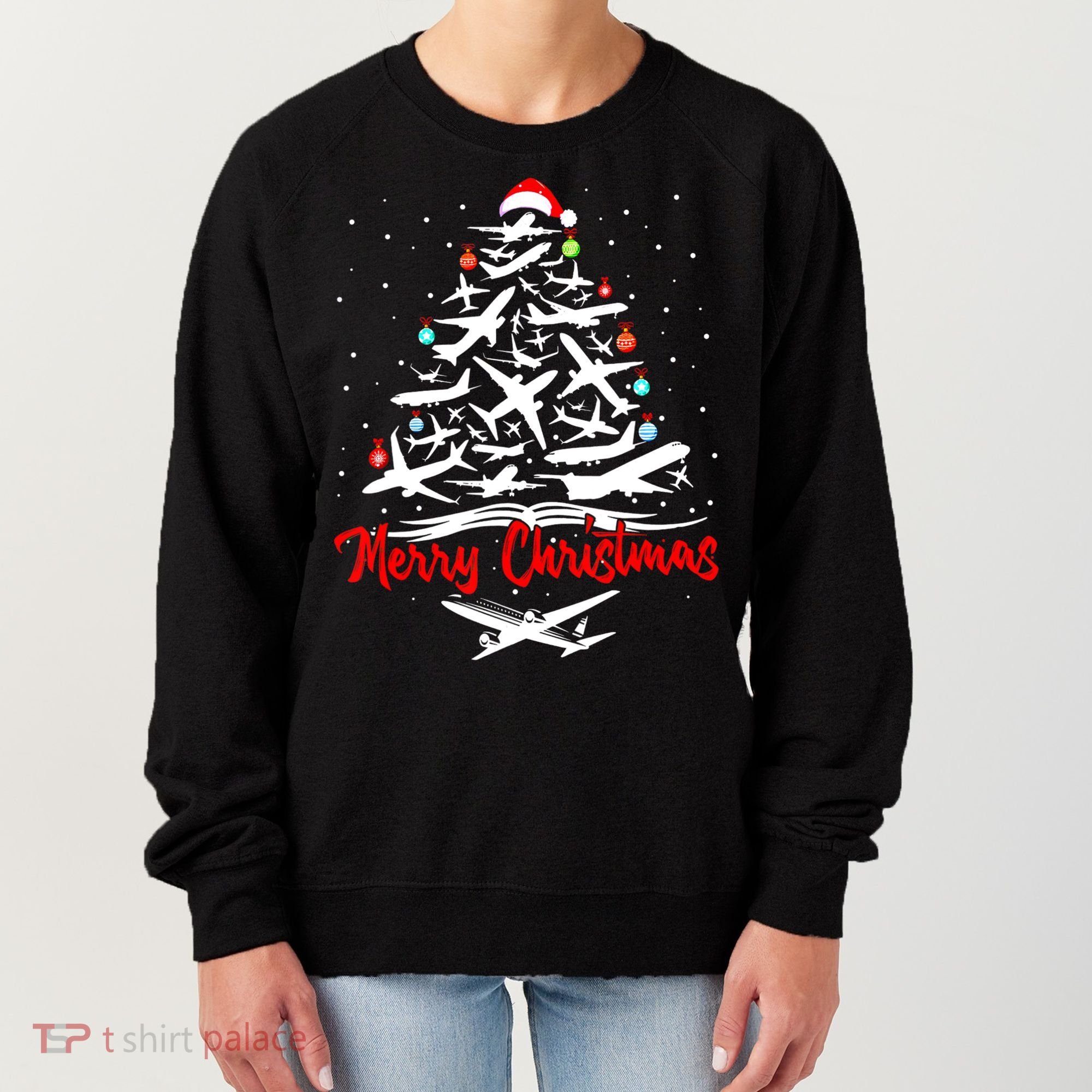 Airplane Christmas Tree Women's Sweatshirt