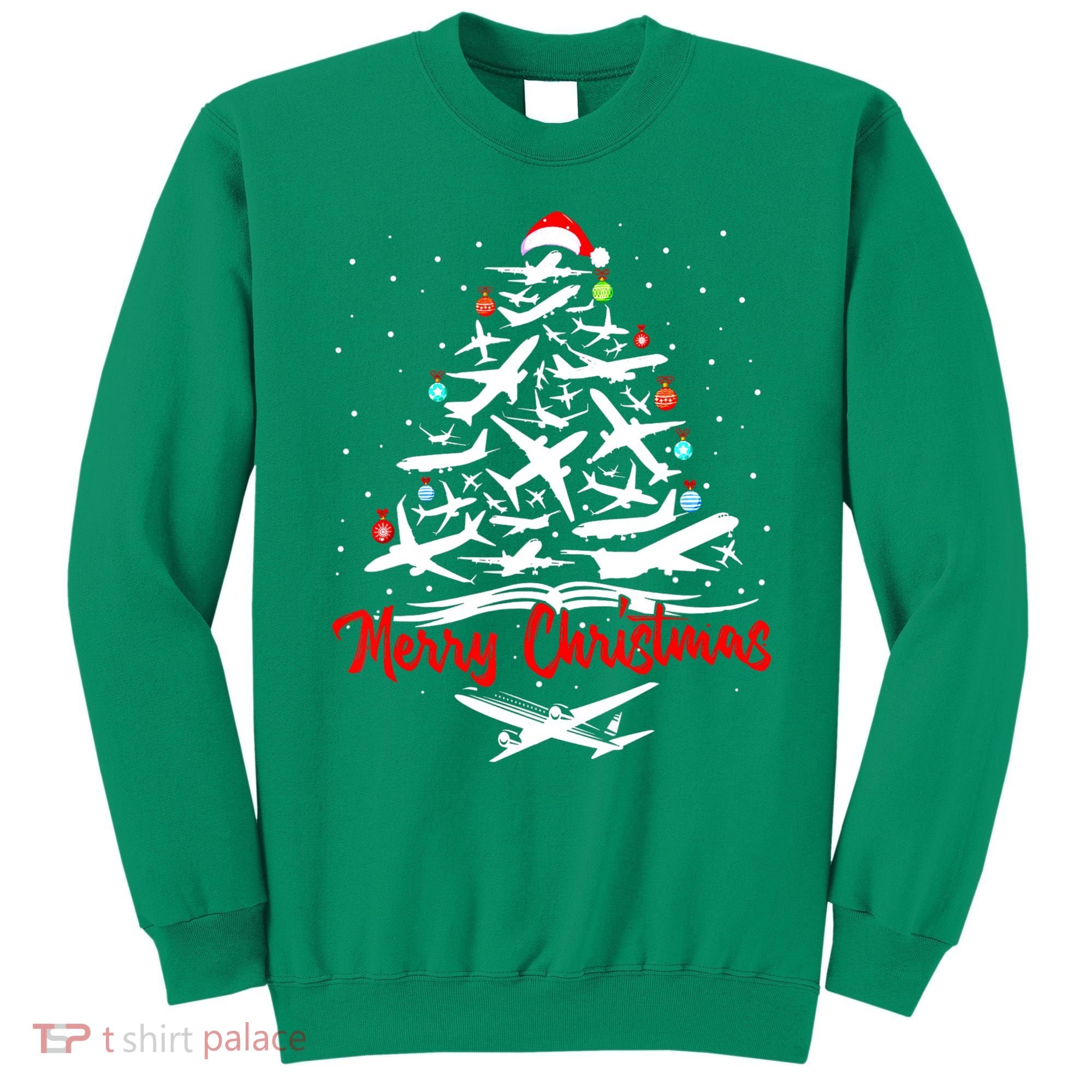 Airplane Christmas Tree Sweatshirt