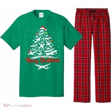 Airplane Christmas Tree Pajama Set