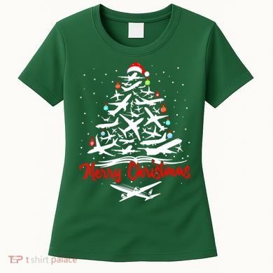 Airplane Christmas Tree Women's T-Shirt