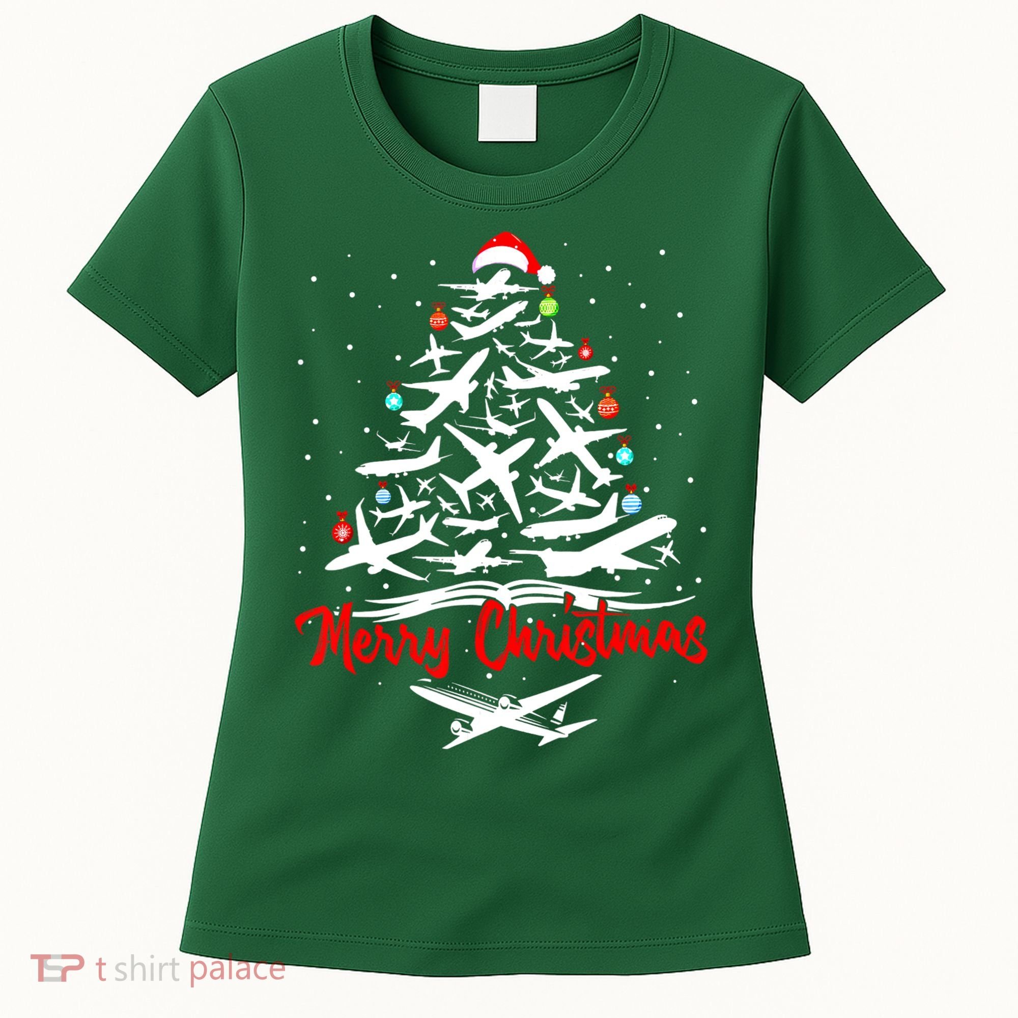 Airplane Christmas Tree Women's T-Shirt