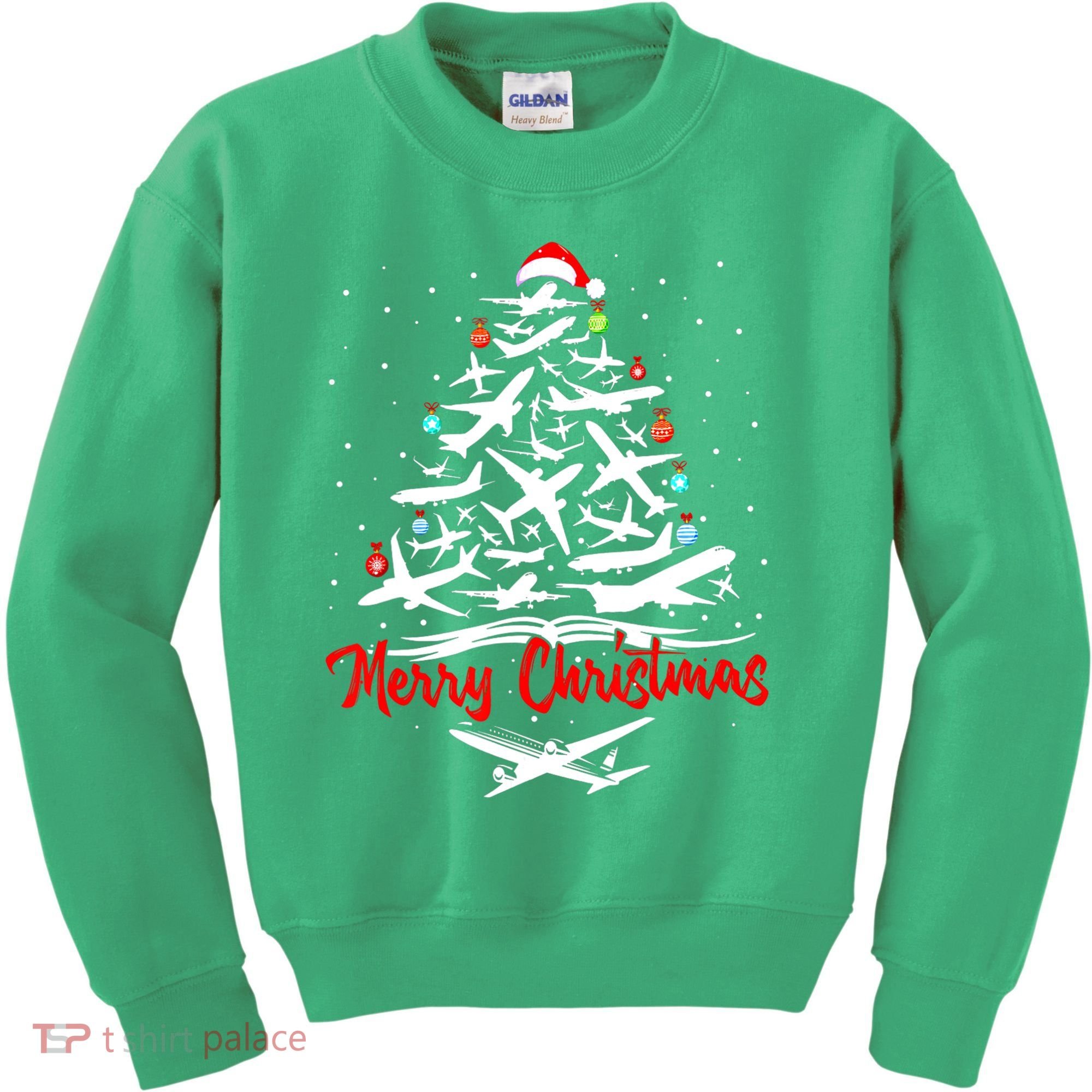 Airplane Christmas Tree Kids Sweatshirt