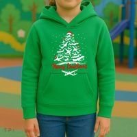 Airplane Christmas Tree Kids Hoodie thumb 3