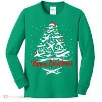 Airplane Christmas Tree Kids Long Sleeve Shirt thumb 0