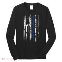 Alabama Cop Thin Blue Line Leo Police American Flag Long Sleeve Shirt thumb 0