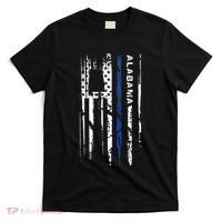 Alabama Cop Thin Blue Line Leo Police American Flag T-Shirt thumb 0