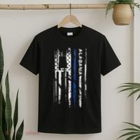 Alabama Cop Thin Blue Line Leo Police American Flag T-Shirt thumb 2