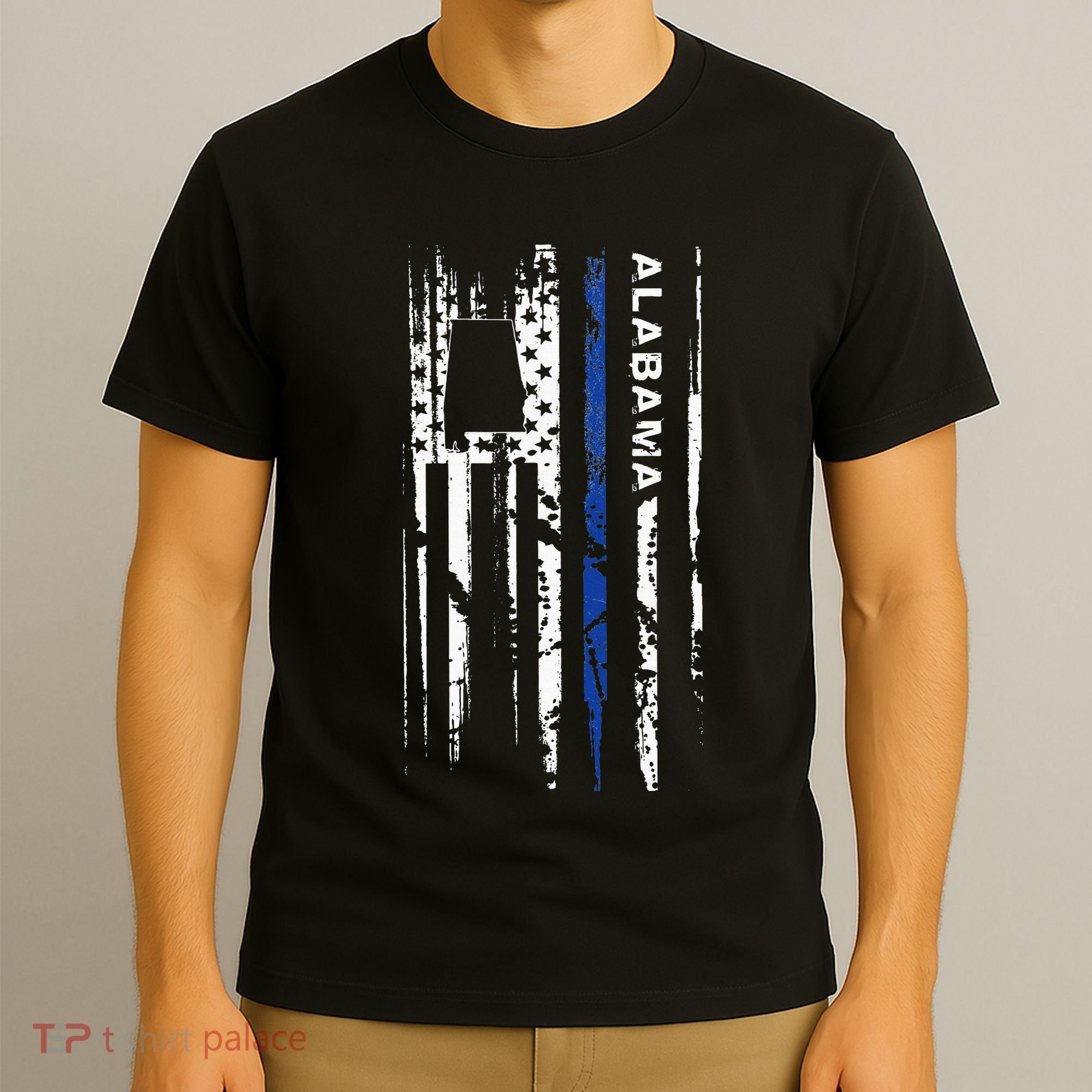 Alabama Cop Thin Blue Line Leo Police American Flag T-Shirt
